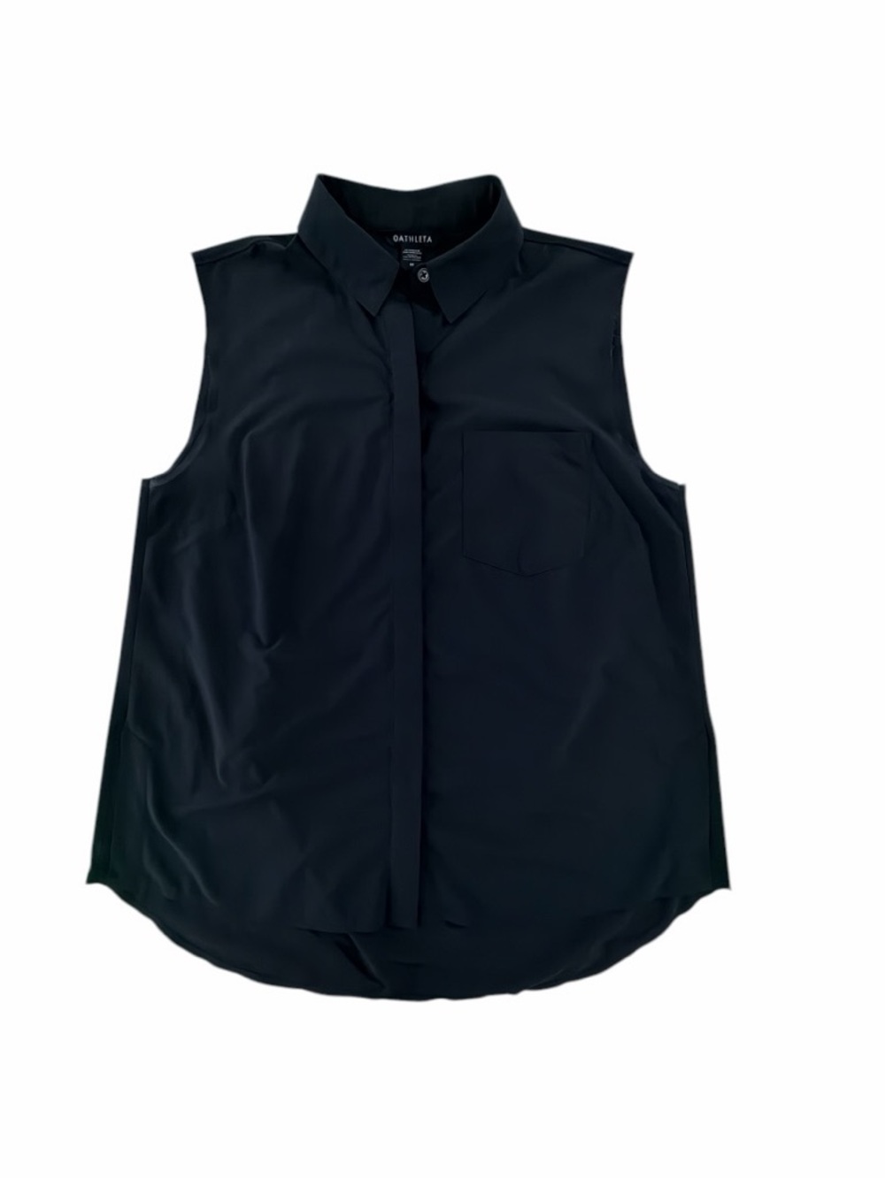 Athleta Urbanite II Sleeveless Tank Womens M Black Button Front Collared Blouse - Picture 3 of 7